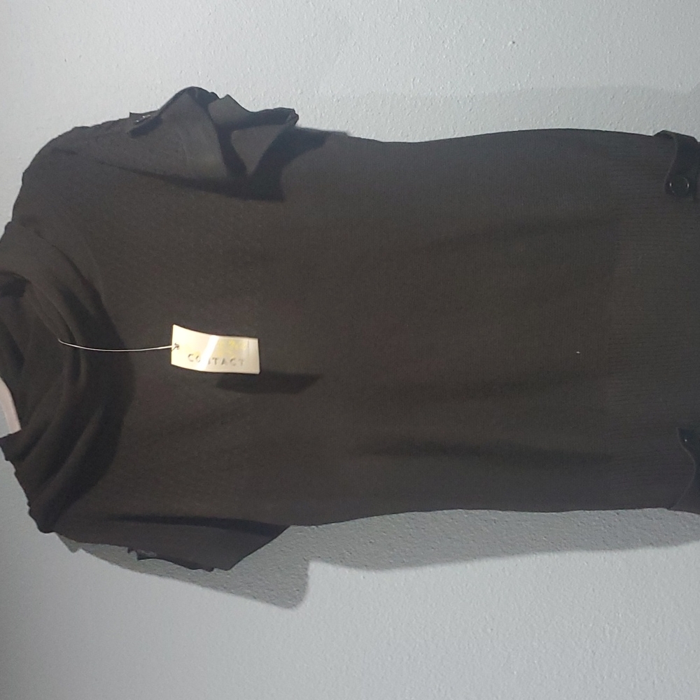 NEW black top cowl neck and button details